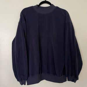 Lulus Navy Blue Fleece Fuzzy Crewneck Oversized Sweater